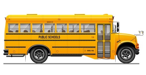 yellow classic school bus. side view. american education. three-dimensional image with carefully traced details. white background.