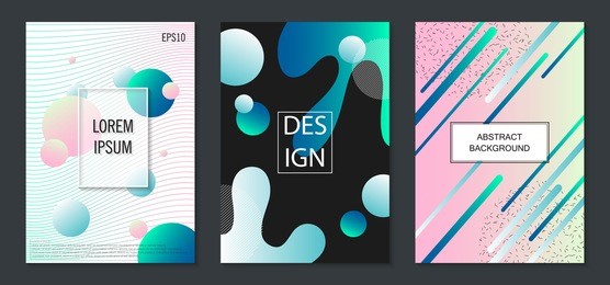set of colorful minimal design brochure, book covers.universal vector background for poster, banners, flyers, card template with modern futuristic halftone gradient