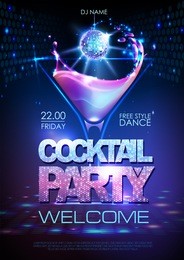 neon disco cocktail party poster. 