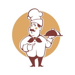 happy cartoon chef, vector illustration for your logo, emblem, label , sign