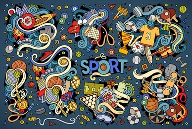 colorful vector hand drawn doodle cartoon set of sport designs