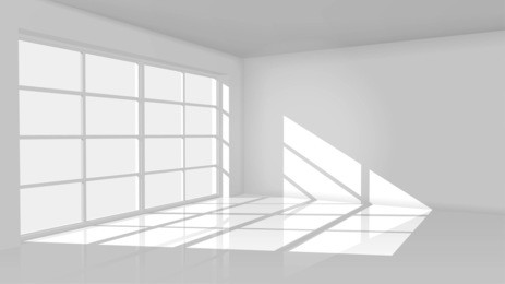 empty light white room with big window. vector interior
