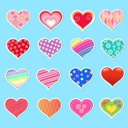 collection of cute heart stickers