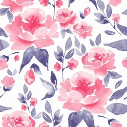 floral seamless pattern. watercolor background with pink flowers