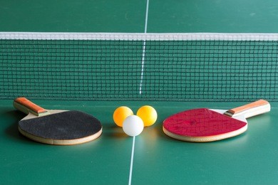 equipment for table tennis - racket, ball, table, net