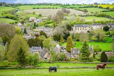 picturesque view of naunton village, cotswold