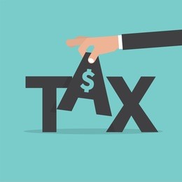 hand pick up tax. fee levied upon incomes vector illustration