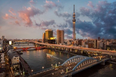 tokyo cityscape at twilight time in tokyo, japan.