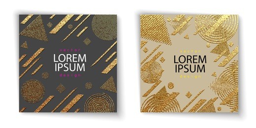 abstract gold glitter geometric vector background. trendy modern and stylish set with minimal design for poster, cover, card, brochure, banner. cool pattern.