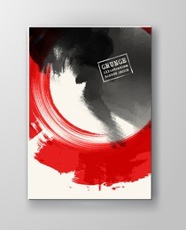 red and black abstract background with ink splats. japanese style composition. aggressive futuristic dynamic background for wallpaper, interior, flyer cover, poster, banner, booklet.