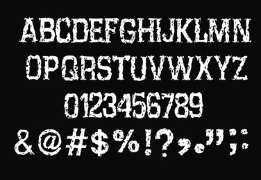 grunge  alphabet and numbers -  vector art - dirty texture  font.  vector font for your design  - white vector font