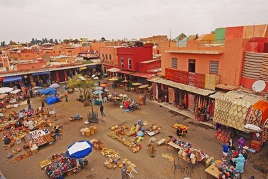 aerial view of rahba kedima market square in the souk area of marrakesh