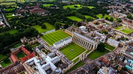 aerial stock photo of cambridge university uk