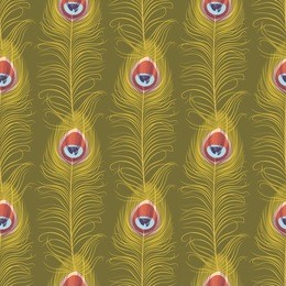 peacock feather seamless pattern. exotic ornament background