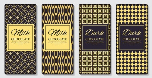 dark and milk chocolate bar design template. 3d realistic vector iillustration. eps10