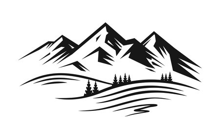 mountain and landscape vector black on white background