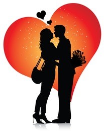 	couple silhouette with hearts (also available jpg version)