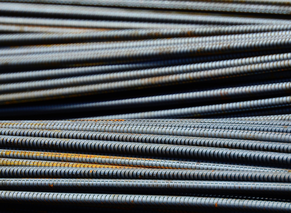 pile of steel bar in construction site