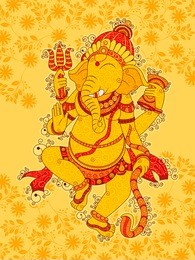 vector design of vintage abstract statue painting of indian lord ganesha in india art style