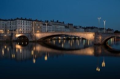 pont bonaparte is an arch bridge and road bridge over the saône river ,that was completed in 1950. france / rhone-alpes / lyon