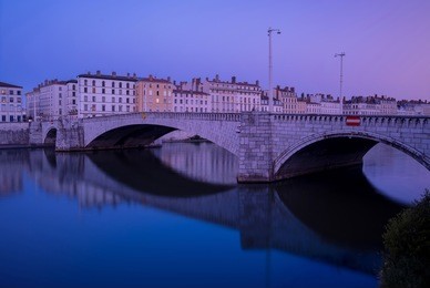 pont bonaparte is an arch bridge and road bridge over the saône river ,that was completed in 1950. france / rhone-alpes / lyon