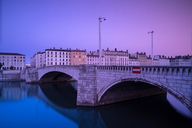 pont bonaparte is an arch bridge and road bridge over the saône river ,that was completed in 1950. france / rhone-alpes / lyon