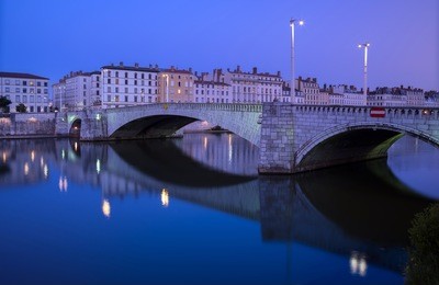 pont bonaparte is an arch bridge and road bridge over the saône river ,that was completed in 1950. france / rhone-alpes / lyon
