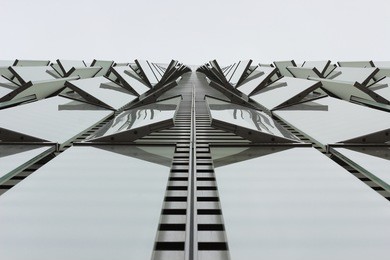 abstract concept background. architectural exterior detail of one world trade center's building facade in new york city, usa