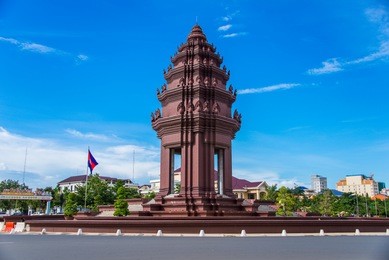 the independence monument with  khmer architectural style, in phnom penh, cambodia capital city