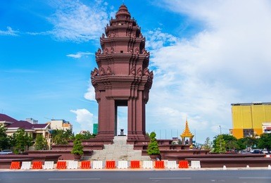the independence monument with  khmer architectural style, in phnom penh, cambodia capital city