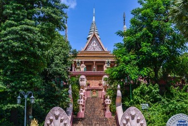 wat phnom is a buddhist temple located in phnom penh, cambodia. it is the tallest religious structure in the city.