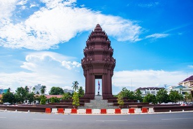 the independence monument with  khmer architectural style, in phnom penh, cambodia capital city