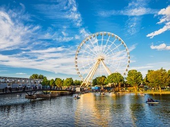 montreal old city waterfront park with entertainment venue