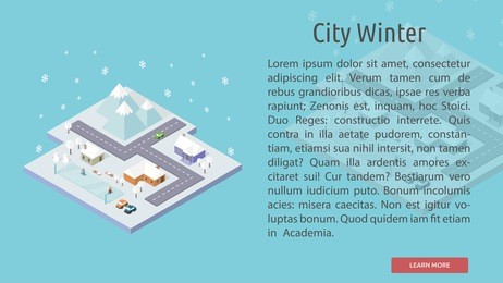 isometric city winter conceptual banner