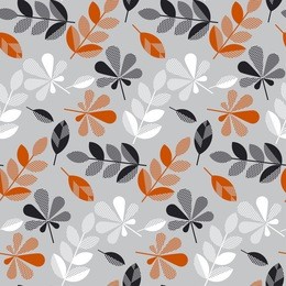 decorative fall leaves seamless pattern for surface design, fabric, wrapping paper, background. abstract geometry style vector autumn illustration. natural leaf simple repeatable motif 