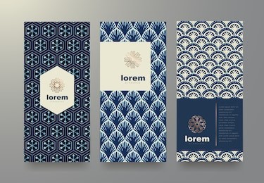 vector set packaging templates with different texture japan style for luxury products.logo design with trendy linear style.vector illustration