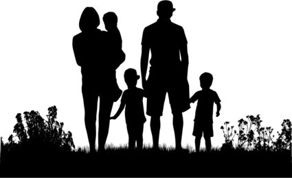 family silhouettes in nature.