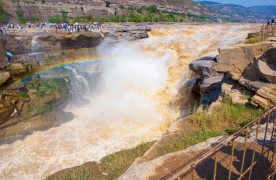 hukou waterfall-the biggest yellow waterfall in china. it located in the middle reaches of the yellow river. taken on the jixian county, shanxi, china. 