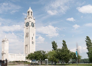 clock tower in montreal, quebec, canada.
