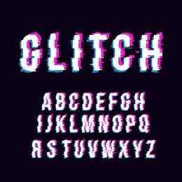 vector distorted glitch font. glitch. vector illustration