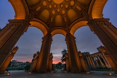 sunrise in the rotunda in the palace of fine arts