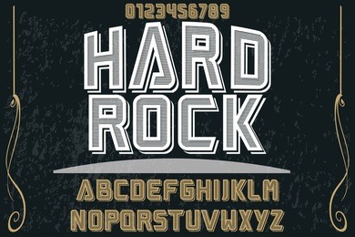 vintage font  handcrafted vector,font typeface,vector,labels,illustration,letters,grunge,graphics,banners named hard rock