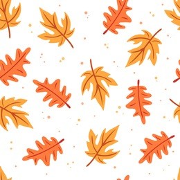 seamless autumn leaves pattern. vector illustration on white background.