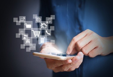 touch screen smartphone in hand