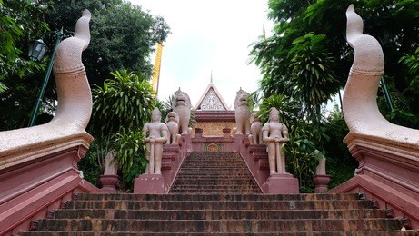 view of wat phnom historical site in phnom penh, cambodia