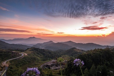 beautiful sunrise over the mountain, genting highland, malaysia.