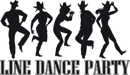 country-western line dance party silhouette banner, eps 8 vector illustration