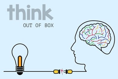 thinking out of box an ideas concept, business idea, innovation and solution. vector eps 10.
