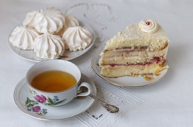 delicate, airy, exquisite biscuit cake with whipped cream and