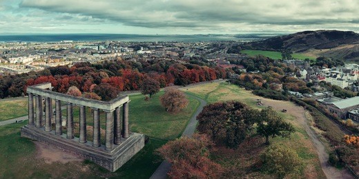 edinburgh city skyline panorama viewed from calton hill. united kingdom.
